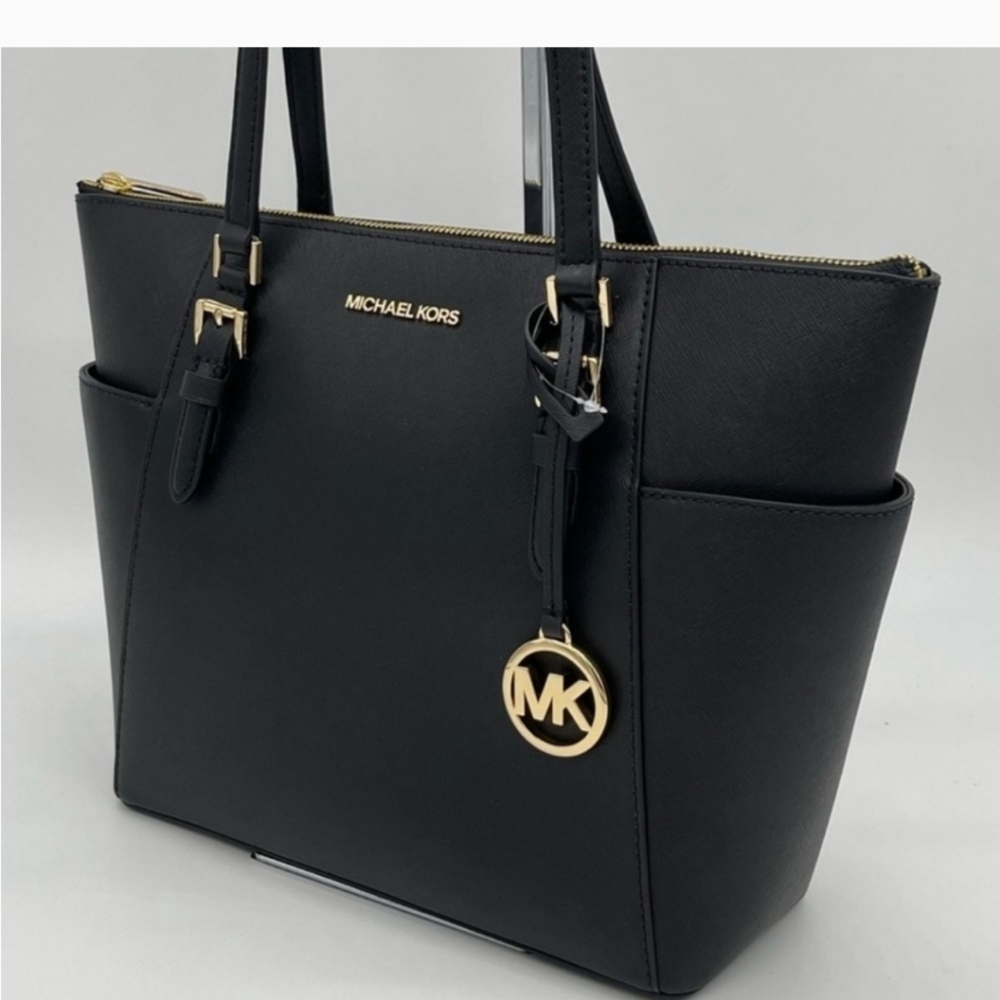 Michael Koor Leather Top-Zip Tote Bag